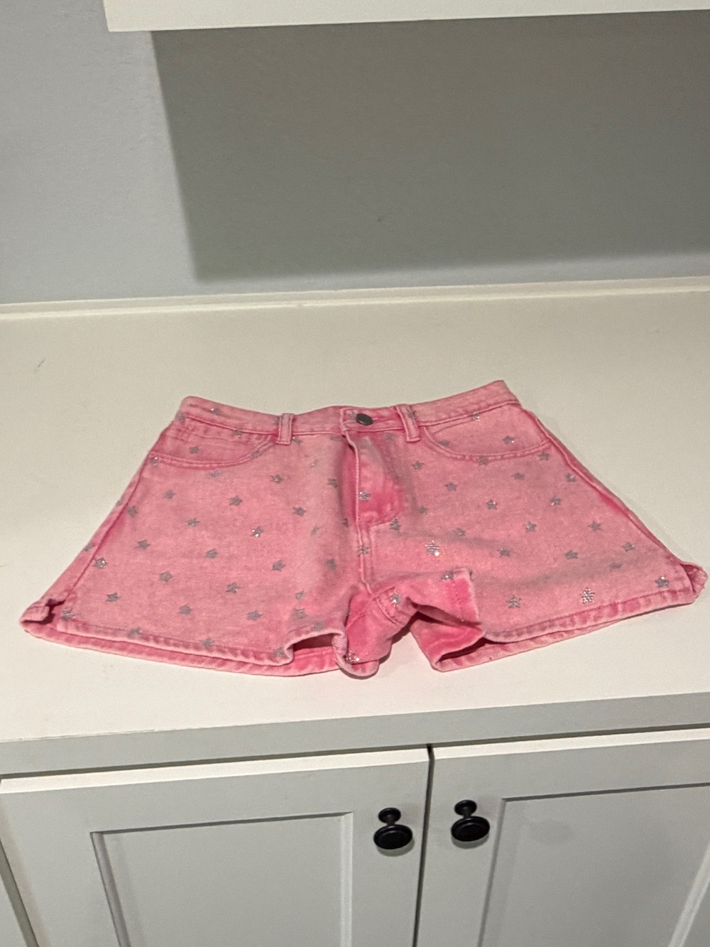 Pink Star Print Women's Blu B Denim Shorts
